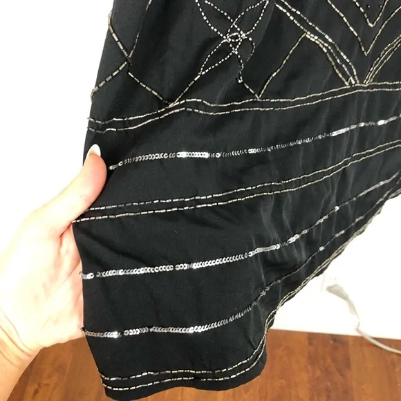 Free People Embellished Mini Slip Dress Size Medium Black Sleeveless Beaded - Picture 5 of 10